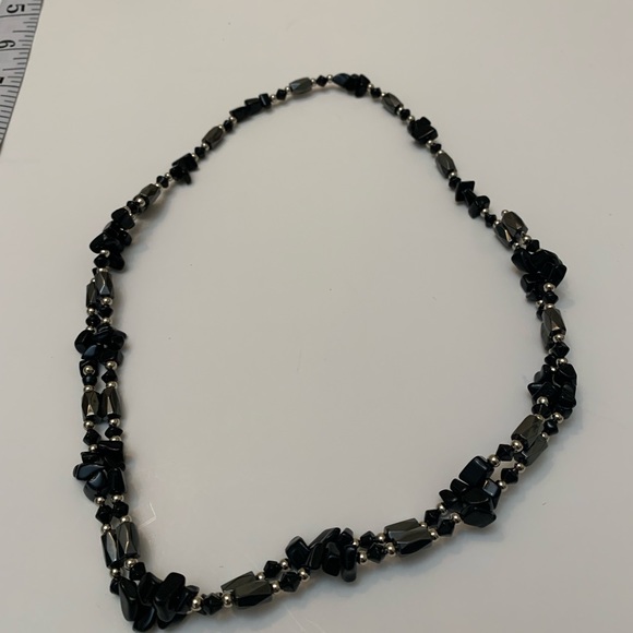 Hematite Magnetic Wrap Bracelet With Black Glass Chip Beads - Picture 10 of 10